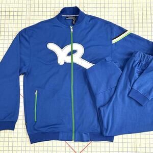 Vintage Y2k Rocawear Tracksuit Fleece Jacket & Pant Medium Blue 2 Piece Set